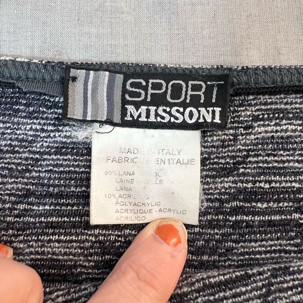 Missoni Sport Black Chevron Knit Mini Skirt Italian Size 42 or US Large 10/12 - Picture 7 of 10